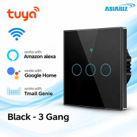 Tuya WiFi 3 Gang Smart Touch Switch Black Color (Latest Edition)